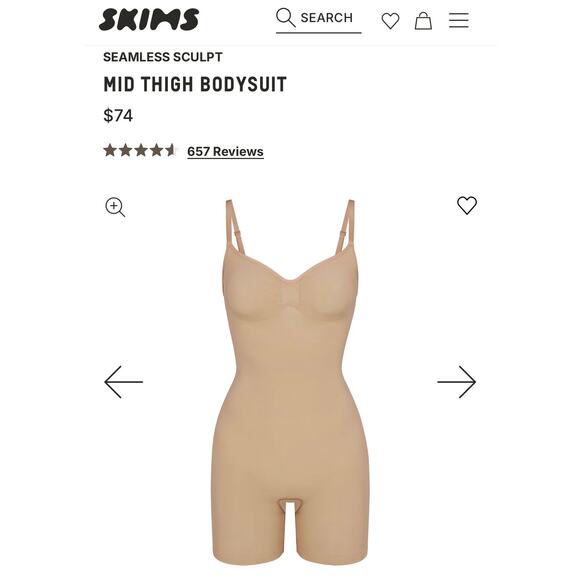 Skims Seamless Sculpt Mid Thigh Body Suit NWOT Size Large - Picture 2 of 5